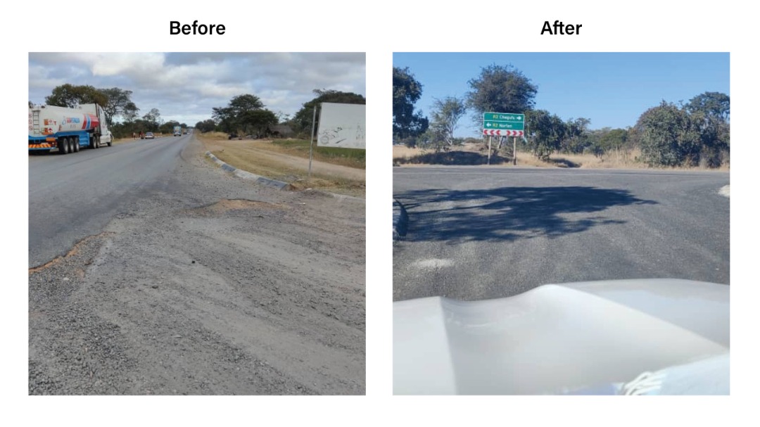 We promised...we delivered!
Afrochine has completed refurbishment of the intersection along Harare-Bulawayo road, at Selous, which was in a deplorable state and blamed for traffic accidents. We did this as part of our CSR initiatives and giving back to society.