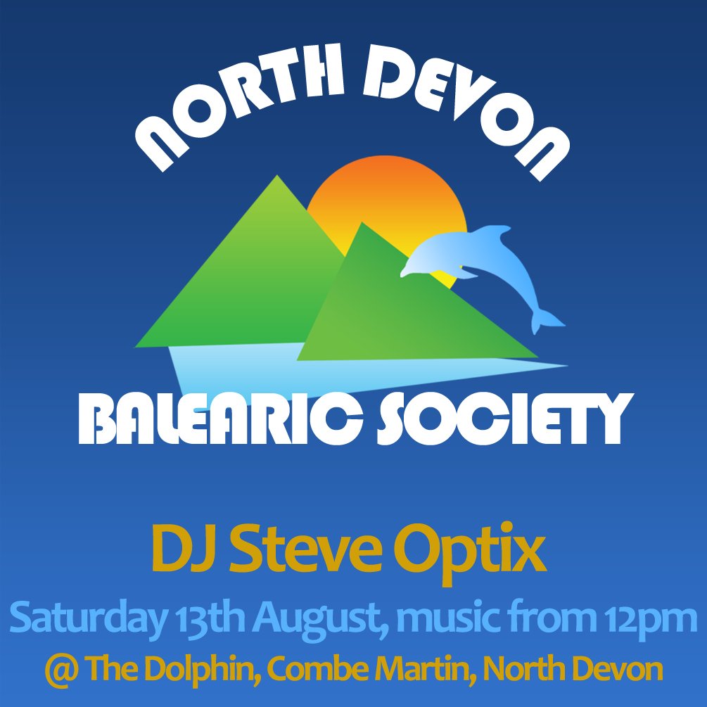 DJ_SteveOptix's tweet photo. I'll be playing #Balearicsounds, #laidbackgrooves, and #eclecticselections at the @dolphincombemartin on Saturday 13th August
#Jazz to #soul, #acoustic, to #deepchill, via serene vocals, #mellowelectronica, #dub & #reggae flavours, topped off with #nudisco and #Balearicbeats! https://t.co/qpbyppYg0p