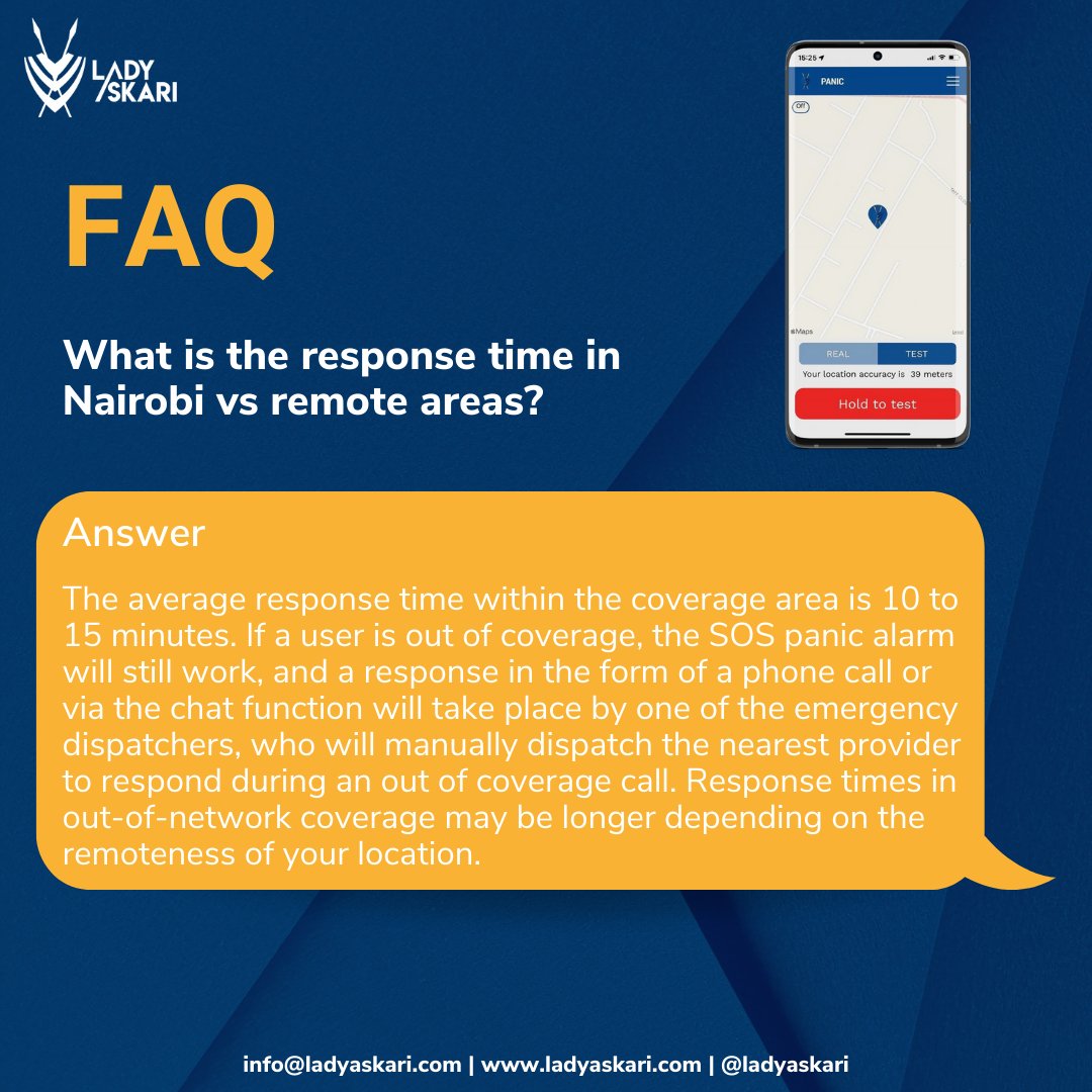 LadyAskari's tweet image. ITA Help is an Emergency mobile response application, here in Kenya, that is used to call for emergency assistance. Whether you need security or medical support, ITA Help is a touch of a button away.
 
Here is one of the frequently asked questions:

Stay Safe
 
#ITAHELP