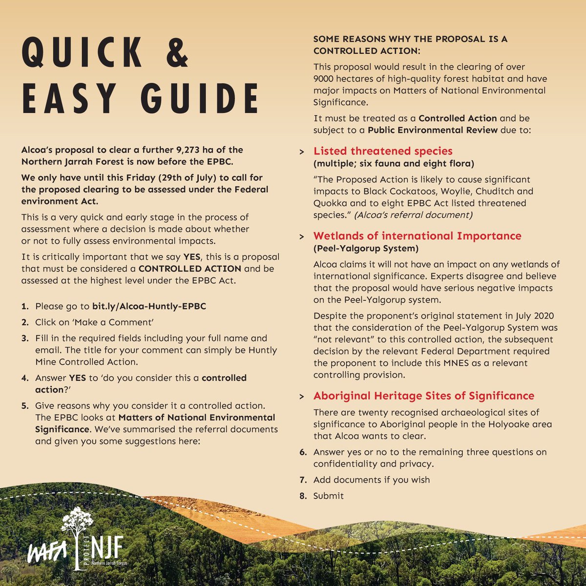 Hold Alcoa to account! Their proposal to clear another 9,273 ha of Jarrah Forest is now before the EPBC. Here is our easy guide to ensure the proposal is assessed at the highest level! 🍃 EPBC portal: bit.ly/Alcoa-Huntly-E… #auspol #ClimateEmergency