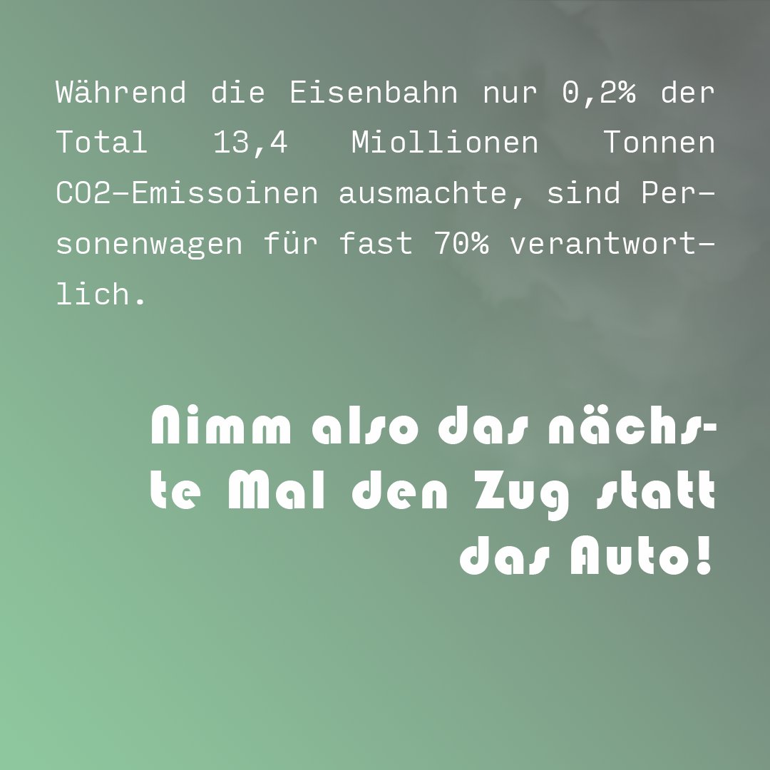 Veränderungen im Alltag können einen grossen Effekt auf das Klima haben. Nimm das nächste Mal den Zug statt das Auto, um der Welt etwas Gutes zu tun! ♻️

#climateaction #thereforclimate