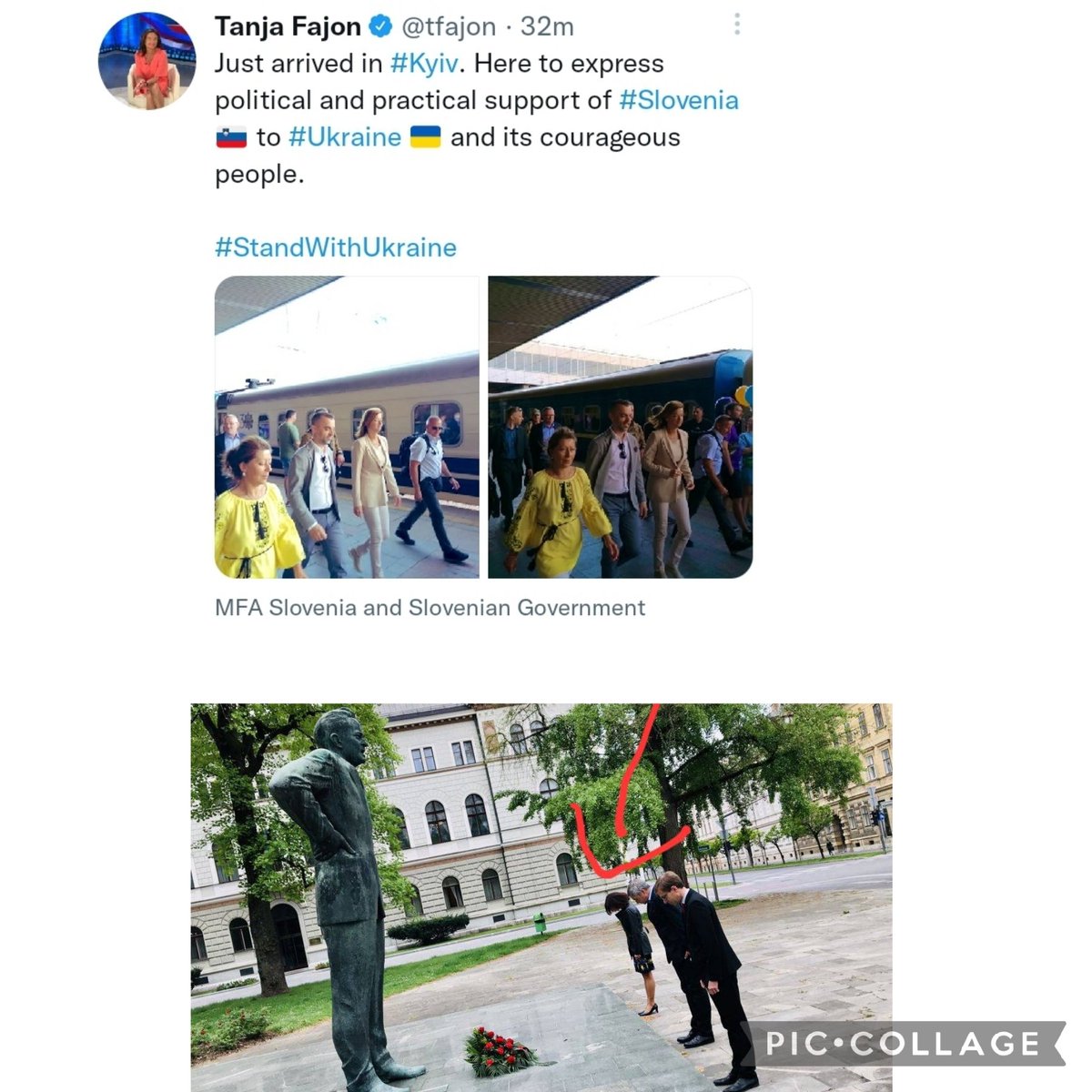 brutus91101394's tweet photo. Oh, gospa v Kijevu ste? Svetsko, še tole jim pokažte. Kako se v okviru nekega skurilnega, religiozno nadahnjenega rituala, klanjate klavcu in vojnemu zločincu Kidriču. https://t.co/DC5yxYS9pG