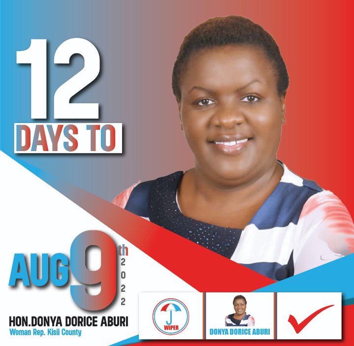 Every tick of the clock is our victory counting down! With just 12 days remaining, don't forget to vote for me as your Women Rep. It's high time we bring the change into reality. Step by step we are indeed getting there. #EriogiRiOmogusii #TeamSimba #AzimioLaUmoja