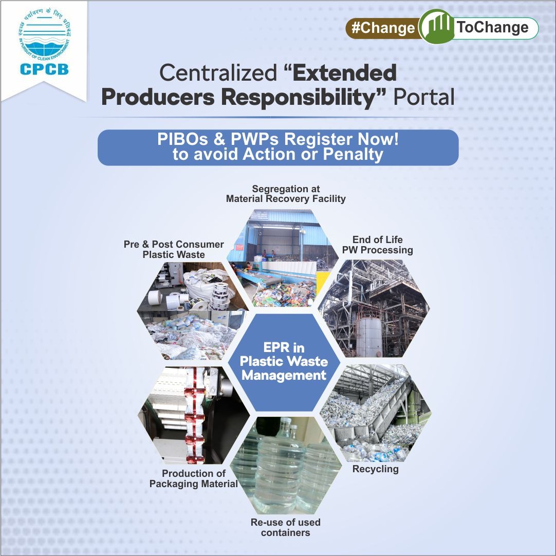 Producers, Importers &amp; Brand Owners (PIBOs) are required to obtain EPR registration and meet the target of processing 70% of their plastic packaging  waste for the year 2022-23 by producing EPR certificates. 
<a href="/moefcc/">MoEF&CC</a> <a href="/byadavbjp/">Bhupender Yadav</a> <a href="/AshwiniKChoubey/">Ashwini Kr. Choubey</a> <a href="/DrGargava/">Dr. Prashant Gargava</a> <a href="/mygovindia/">MyGovIndia</a> <a href="/PIB_India/">PIB India</a>