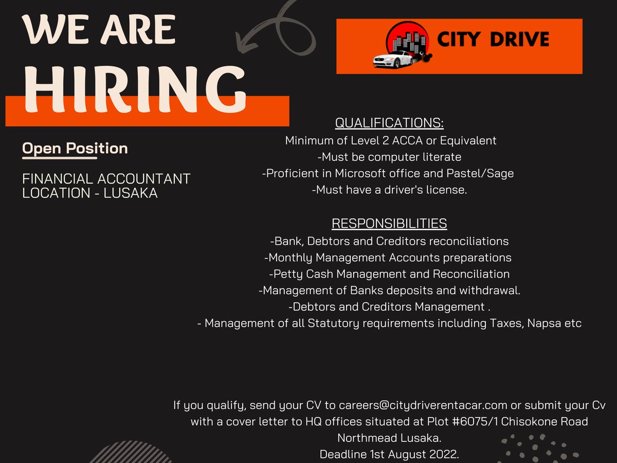 CityDrive4You's tweet photo. An Opportunity to Join the City Drive Team. See insert banner for details. https://t.co/jcP3eJDFKk