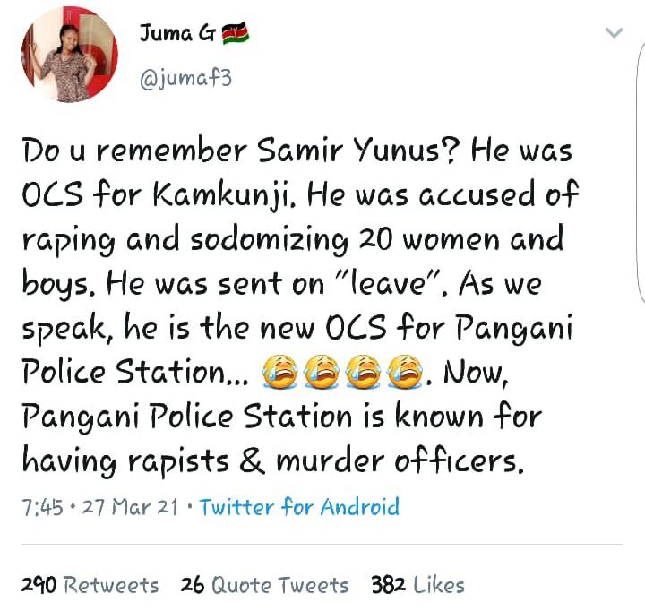 #IGArrestSamir why was samir transferred to pangani instead of being charged....pangani business station