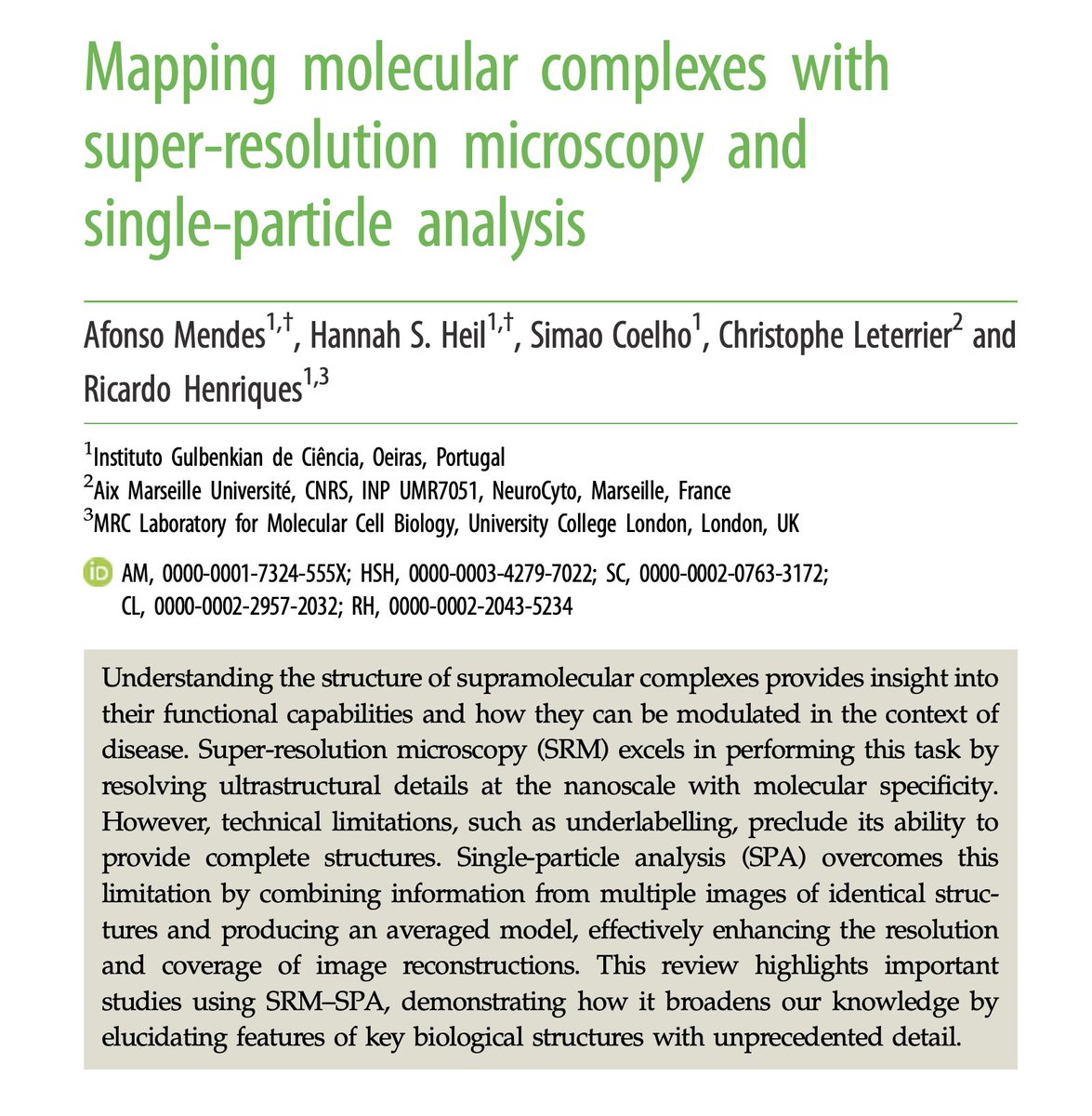 HenriquesLab's tweet image. 🚨🔬😍 Our review on mapping molecular complexes through #SuperResolution #Microscopy is out!! Highlighting many recent exciting studies. A brainchild of @afonsomendes92 and @Hannah_SuperRes in collaboration with @simaopc and @christlet. Check it out at doi.org/10.1098/rsob.2…