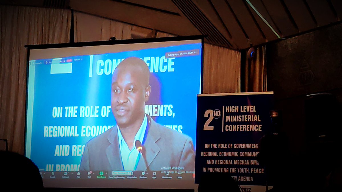 'Every deputy minister position at every nation state in the continent must be reserved for a young person,' @CharlesTembo12 #Youth4Peace #RECs4YPS