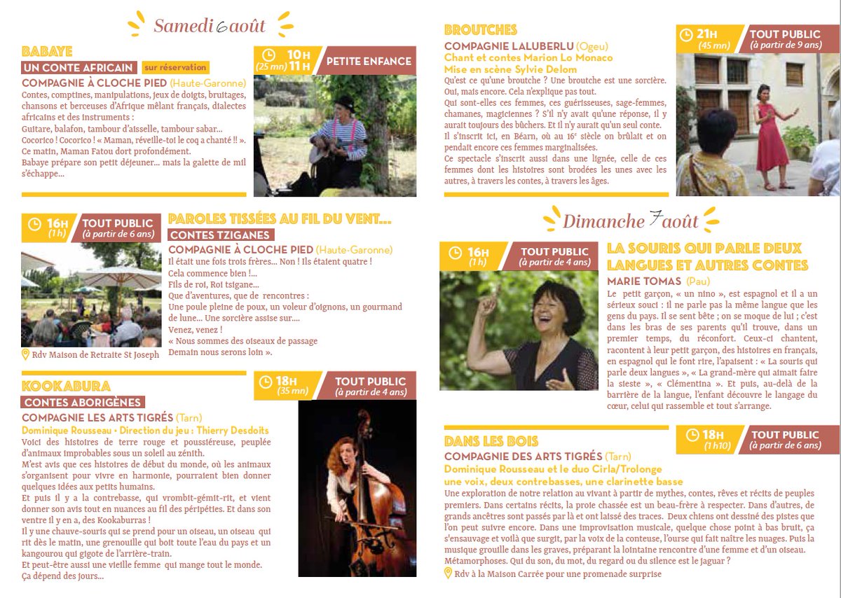 Le programme du Festival de Contes de cette année :