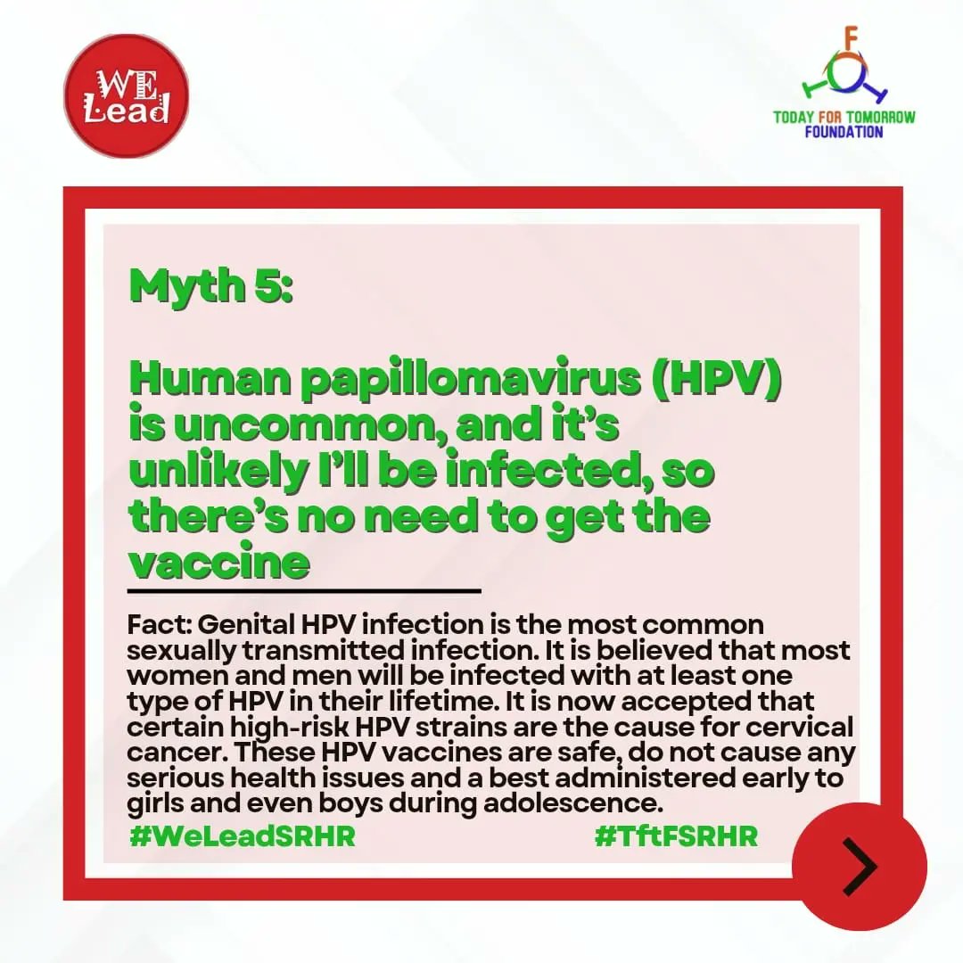 Which of these myths were you thinking was the fact?

#WeLeadSRHR
#TftFSRHR
#ysmaad 
#fact 
#Myth 
@KorieUNFPA
@EVA_Nigeria @UNFPANigeria @UNFPA @hivos @WomenDeliver @USAID