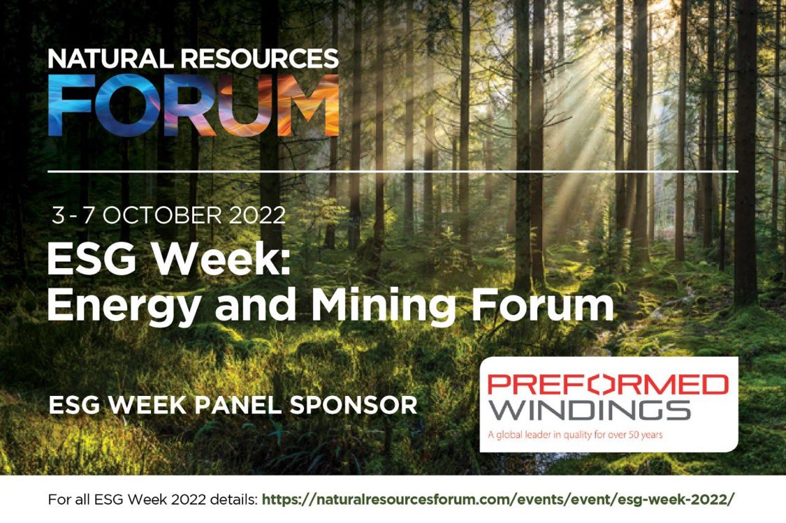 NatResourcesForum (@natural_rf) on Twitter photo ESG Week 2022 panel sponsor <a href="/PFWindings/">Preformed Windings</a> will be joining <a href="/Natural_RF/">NatResourcesForum</a> 3rd - 7th Oct as we examine all theĀ #ESGĀ trends to watch: #criticalĀ #minerals,#technology,Ā #sustainableĀ #investment,Ā #stakeholderĀ #engagement, & #diversityĀ &Ā #inclusion.Ā
lnkd.in/e8sqcYuE ESG Week 2022 panel sponsor <a href="/PFWindings/">Preformed Windings</a> will be joining <a href="/Natural_RF/">NatResourcesForum</a> 3rd - 7th Oct as we examine all theĀ #ESGĀ trends to watch: #criticalĀ #minerals,#technology,Ā #sustainableĀ #investment,Ā #stakeholderĀ #engagement, & #diversityĀ &Ā #inclusion.Ā
lnkd.in/e8sqcYuE