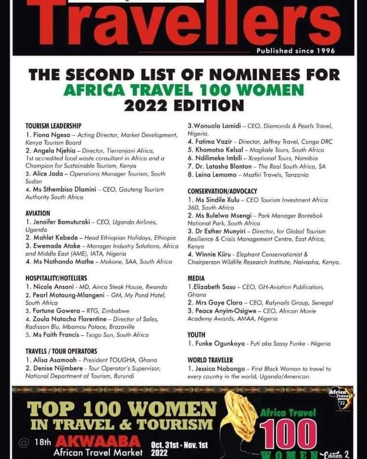Congratulations Fiona Ngesa (Ag. Director, Market Development at <a href="/magicalkenya/">Kenya Tourism Board</a>) for making it to the prestigious list of Top 100 women in tourism in Africa. We are so proud of you and all other passionate women in tourism. May you continue to inspire, mentor and guide us.