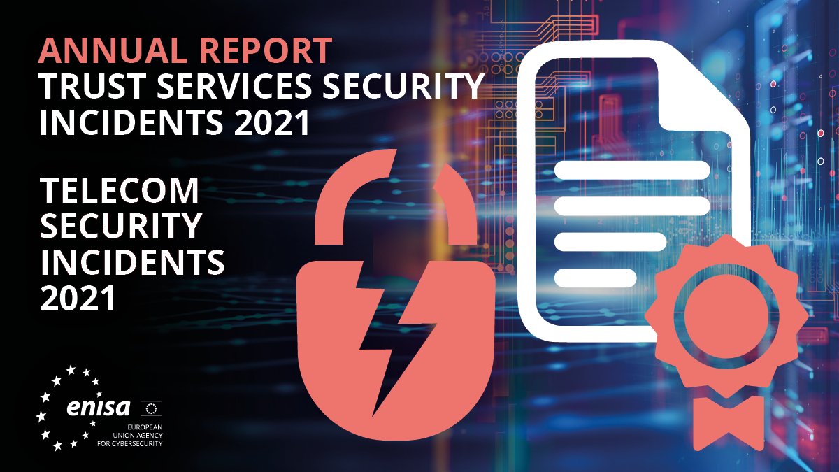 How many telecom and trust services incidents were reported in 2021?  Which were the root causes and how did these incidents affect our lives?

Stay tuned for #ENISA's annual reports! Coming out today!