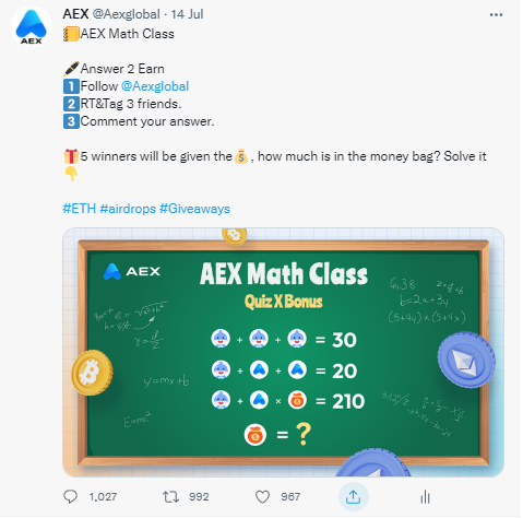 📒AEX Math Class
The list of winners comes out
The rewards have been credited! Please check in your account. We will credit the rewards within 7 working days
<a href="/JbrJhilik/">Jack</a>
<a href="/Josefbigwin/">pariz</a>
<a href="/GamesNCrypto/">John</a>
@CryptoAsia0
<a href="/ImranaMuntasir/">Imran Muntasir 🦾</a>