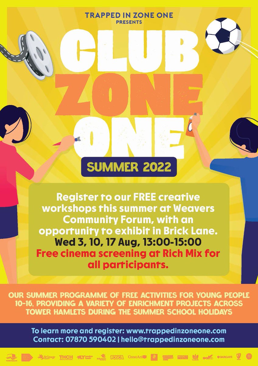 Weavers Community Forum (@weaversforum) on Twitter photo This summer the Forum is teaming up with Trapped in Zone One and Rich Mix hosting cultural creative workshops at our centre in Shoreditch, hosted by Bangladeshi heritage artist Husna Parvin.
To learn more and register visit trappedinzoneone.com/projects/club-… #WCF <a href="/TowerHamletsNow/">Tower Hamlets Council</a> #Arts This summer the Forum is teaming up with Trapped in Zone One and Rich Mix hosting cultural creative workshops at our centre in Shoreditch, hosted by Bangladeshi heritage artist Husna Parvin.
To learn more and register visit trappedinzoneone.com/projects/club-… #WCF <a href="/TowerHamletsNow/">Tower Hamlets Council</a> #Arts