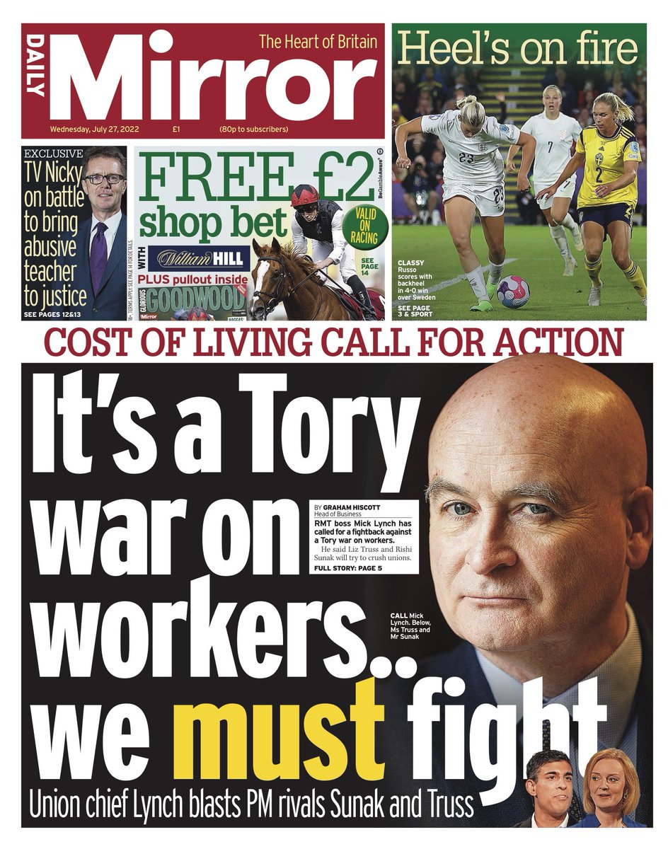 Mick Lynch is right - it is a Tory war on workers
Follow <a href="/RMTunion/">RMT</a> for the fightback
#SupportRailWorkers