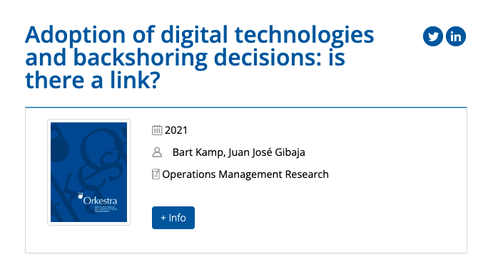 orkestra's tweet photo. This paper published by @Kampetitiveness and @jjgibaja finds that #backshoring is a rare phenomenon, and it is questionable whether there is a correlation, between the adoption of digital technologies in home-based manufacturing sites and backshoring 👉https://t.co/GthEeNzTSC https://t.co/UjxfJ9rik7