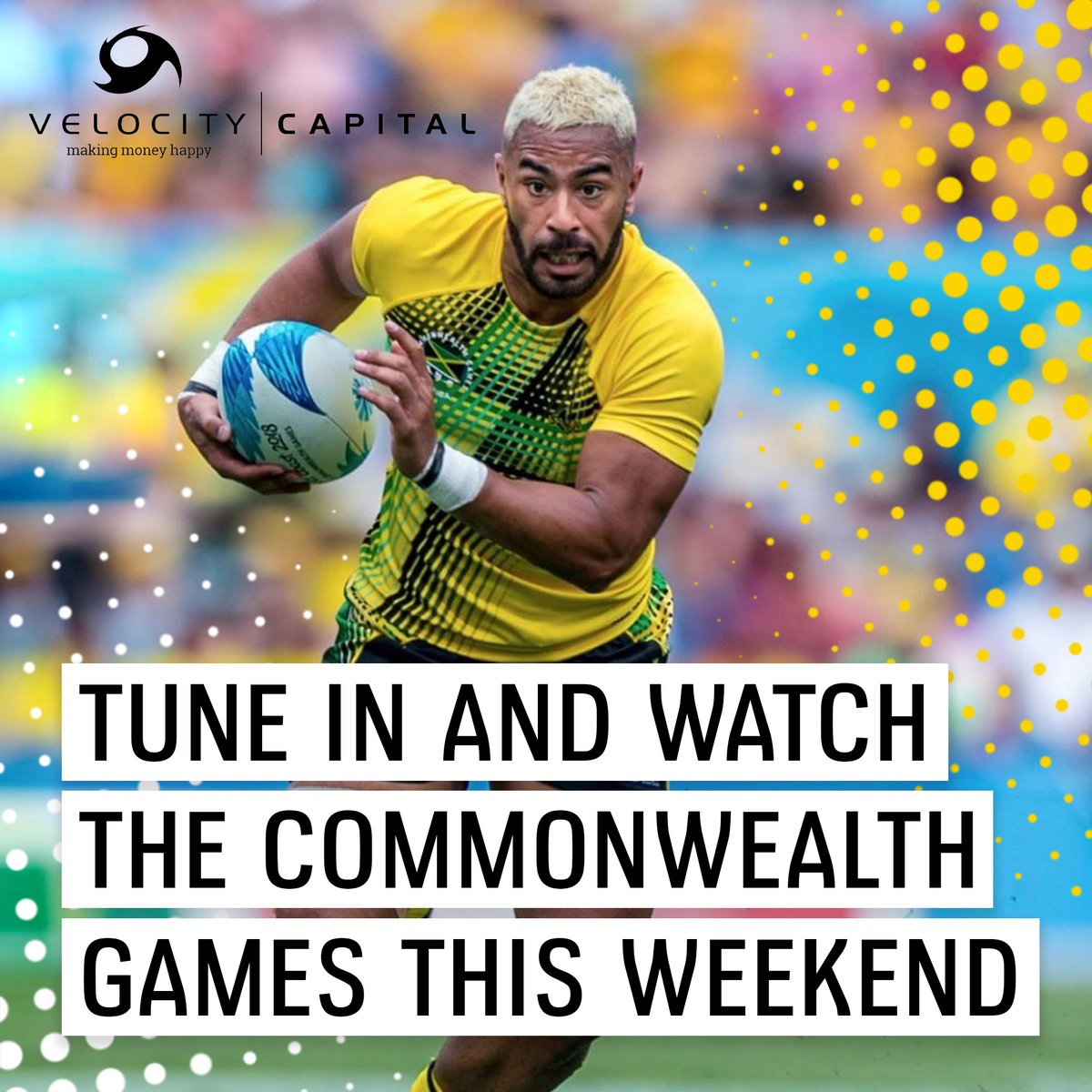 Velocity Group are proud sponsors of Jamaica Rugby 7s as they head into the Commonwealth Games 🏟

Our very own Ashley Smith will be playing against Australia, Kenya, &amp; Uganda. 

All matches will be televised on the BBC🇯🇲

#Velocity #CommonwealthGames #Rugby #Sponsorship #Support