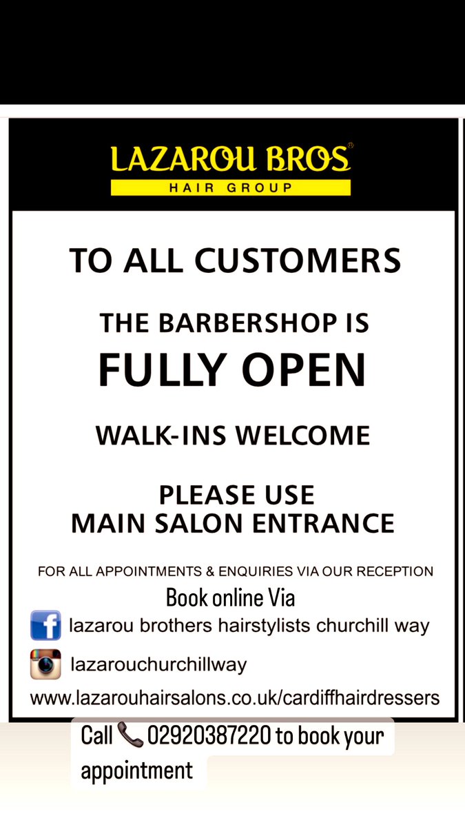 #barbershop #appointments #walkins #lazarou #lazaroubarbers call 📞 029 20387220 #lazarouchurchillway #cardiffcitycentre or BOOK via fresha.com/providers/laza…