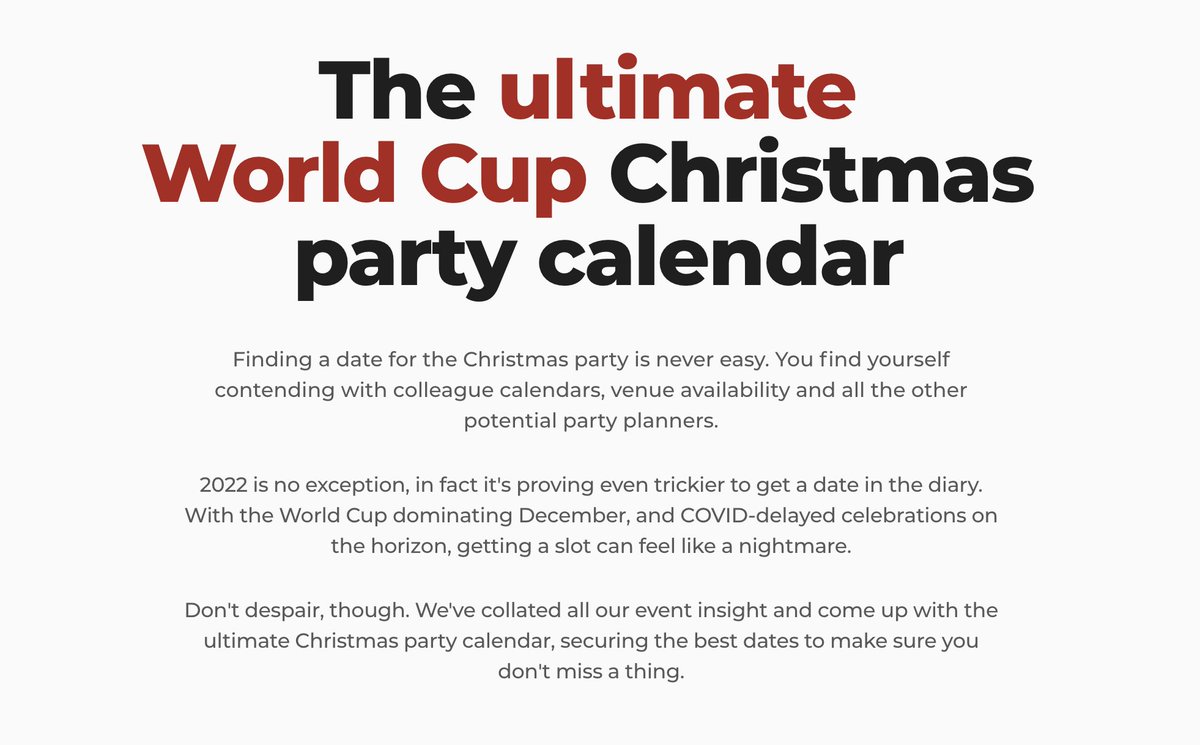 We ❤️ watching the Lionesses in the #WEUROS2022, & can't wait for football fever to continue with the #WorldCup2022 🎉 This year will be the battle of the Xmas parties vs. match days. So we've made you the ultimate calendar to secure the perfect date. resource.headbox.com/christmas-part…