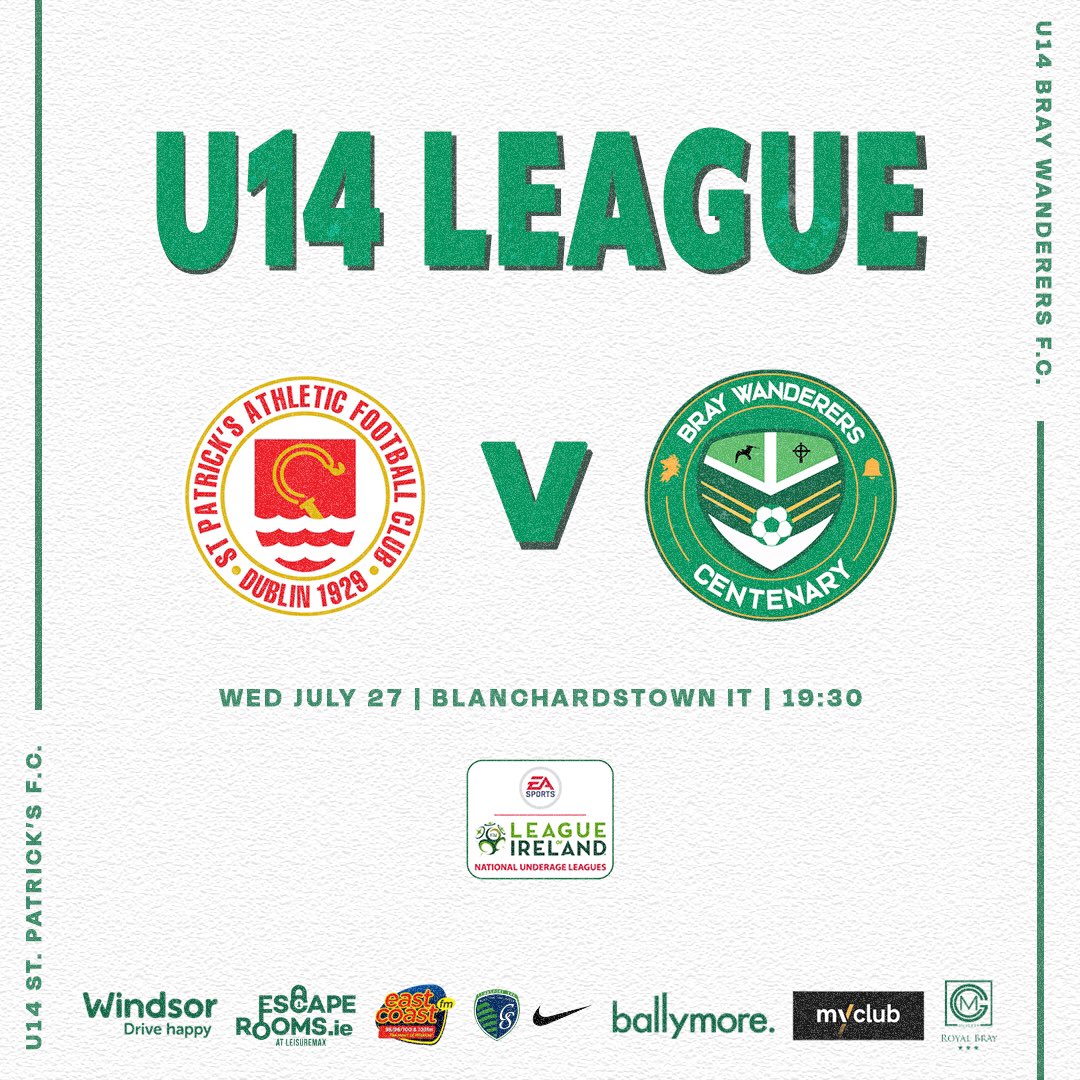 Best of luck to our U14s who continue their EA SPORTS U14 National League of Ireland – Phase 1 Group C campaign this evening. They will face St. Patrick’s Athletic at Blanchardstown IT. Kick-off is set for 7.30pm.