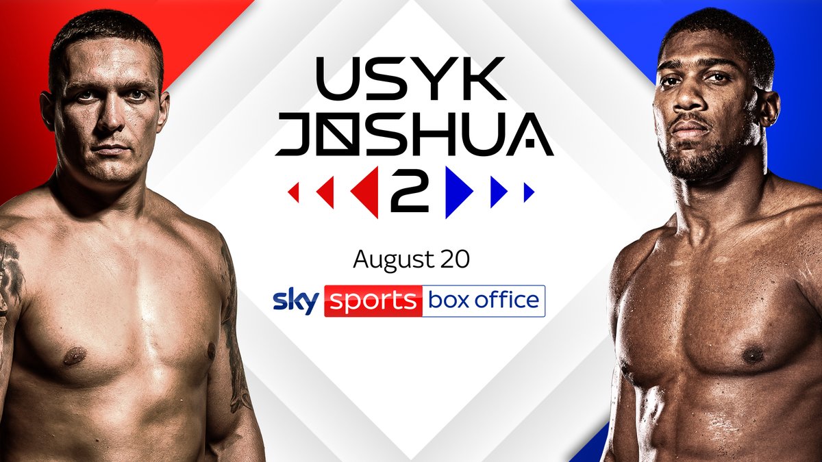 SkySportsBoxing's tweet photo. BREAKING! Anthony Joshua’s crucial rematch against Oleksandr Usyk will be broadcast live on Sky Sports Box Office 🔥 📺
Roll on August 20 🍿 https://t.co/N9cZCIafEq