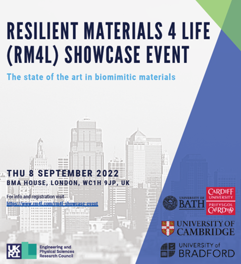 We are delighted to invite you to attend the RM4L Showcase Event in London on Thursday 8th September 2022. This event will showcase the state of the art in self-healing technologies and biomimetic infrastructure materials. rm4l.com/rm4l-showcase-…