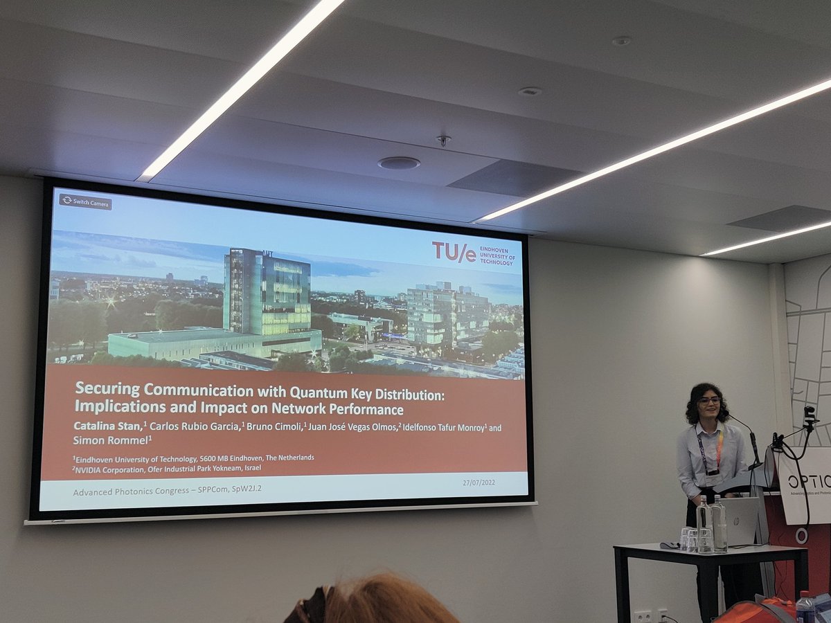 Simon Rommel (@simon_rommel) on Twitter photo Great first conference talk from <a href="/CatalinaIoanaS1/">Catalina Stan</a> at #APC2022 on the inclusion of #QKD in optical communication networks!
Many more to come from the Eindhoven QKD testbed.
<a href="/THzSystemsTUe/">TU/e Quantum & Terahertz Systems</a> <a href="/IoTalentum/">IoTalentum</a> <a href="/BraineProject/">BRAINE-project</a> <a href="/QuantumDeltaNL/">Quantum Delta NL</a> <a href="/TUeindhoven/">TU Eindhoven</a> Great first conference talk from <a href="/CatalinaIoanaS1/">Catalina Stan</a> at #APC2022 on the inclusion of #QKD in optical communication networks!
Many more to come from the Eindhoven QKD testbed.
<a href="/THzSystemsTUe/">TU/e Quantum & Terahertz Systems</a> <a href="/IoTalentum/">IoTalentum</a> <a href="/BraineProject/">BRAINE-project</a> <a href="/QuantumDeltaNL/">Quantum Delta NL</a> <a href="/TUeindhoven/">TU Eindhoven</a>