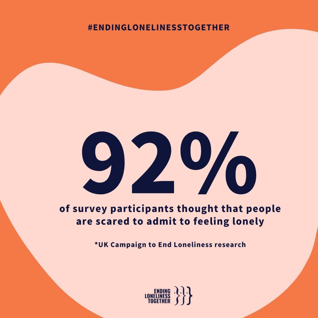 .<a href="/EndLonelinessUK/">Campaign to End Loneliness</a> research (2019) showed 92% surveyed thought that people are scared to admit to feeling lonely. This reluctance to talk can add to the burden of loneliness. Why do you think people might be scared to open up?
#EndingLonelinessTogether