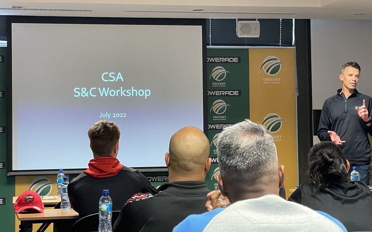The @OfficialCSA High Performance Department is hosting a 2 day Strength and Conditioning workshop at the Centre of Excellence in Pretoria.All the High Performance and Provincial teams S&C’s are present in the 2 day workshop which is facilitated by @adrian_leroux the CSA Lead S&C
