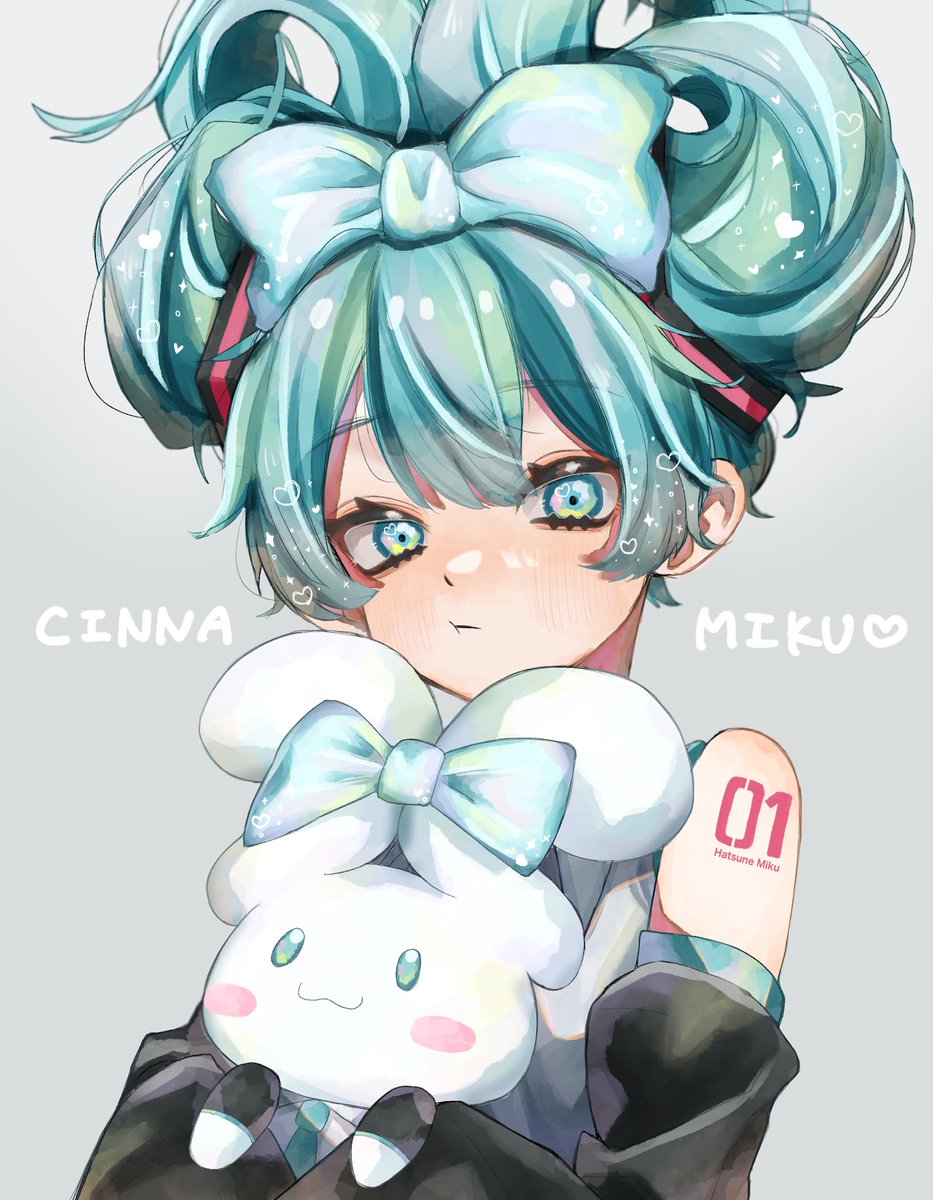 hatsune miku 1girl bow updo ear bow detached sleeves hair bow upper body  illustration images