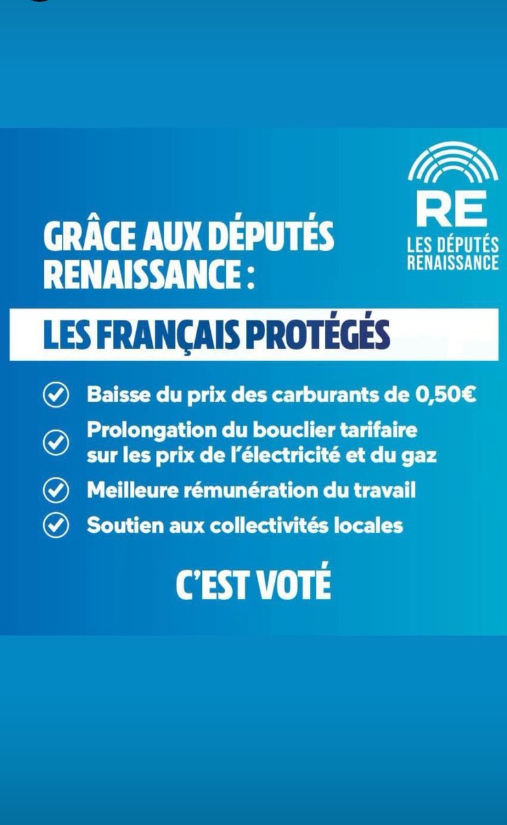 Au terme d'un long et intense débat, l'Assemblée a adopté le projet de loi de finances rectificative : 
 ✅ C'est 20 Md€ pour protéger le pouvoir d'achat des Français face à l'inflation !
#PLFR2022