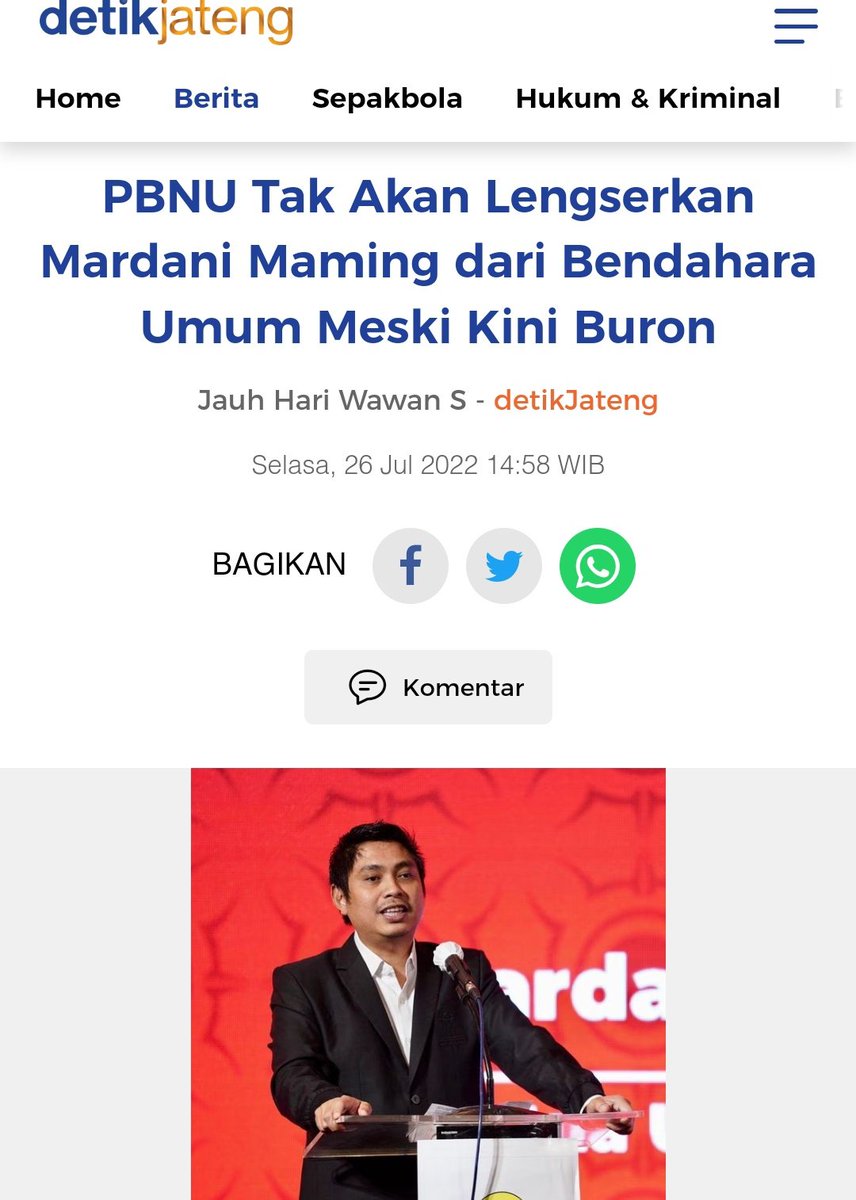 Kenapa Bendahara Umum tidak dipecat dari PBNU ? 
Padahal sudah jadi buron!