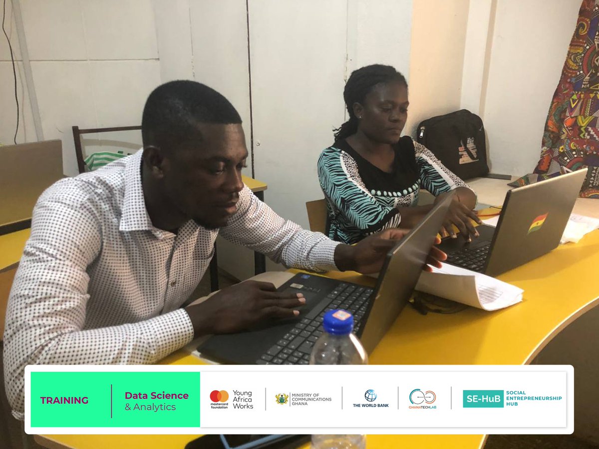 SEHUBGH1's tweet image. 𝗗𝗮𝘁𝗮 𝗦𝗰𝗶𝗲𝗻𝗰𝗲 𝗧𝗿𝗮𝗶𝗻𝗶𝗻𝗴
The training is still going on, and the trainees are using python to build simple projects. 
#GTLImpact
#Datascience
#GTLBaseProgram
#Python
@GhanaTechLab  @youngafricawks  @MastercardFdn   @WorldBankAfrica @mocghana