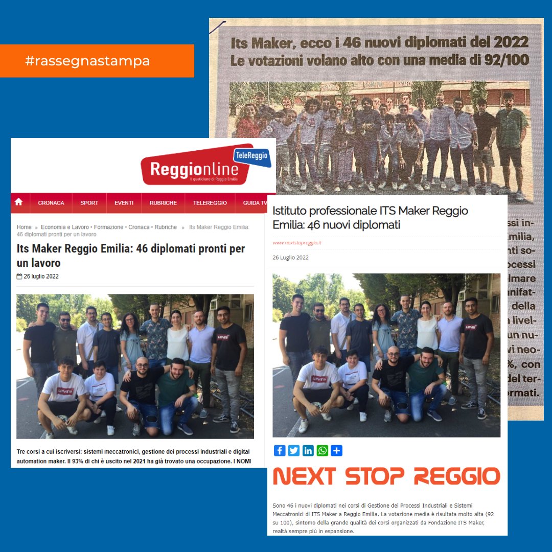 UnindustriaRE's tweet photo. #rassegnastampa si parla dei brillanti risultati dei #diplomati ITS Maker Reggio Emilia
@Carlino_Reggio 🔗 https://t.co/9xann5RmsJ
@Reggionline @Telereggio1🔗https://t.co/GN23jS27RH
@NextStopReggio 🔗https://t.co/lpUsoGZBiR
@its_maker
#education #formazione #its #ITSMAKER https://t.co/mjBEvwIc1D