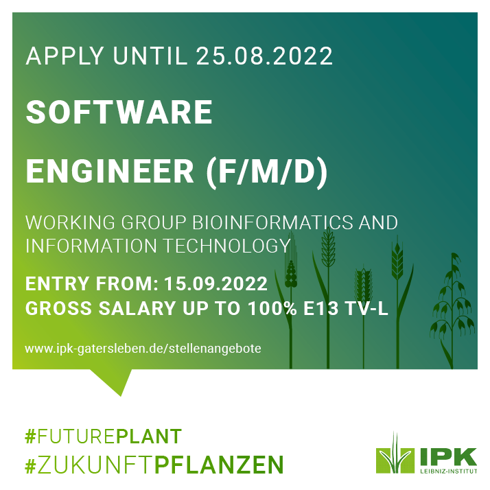 You have a master’s degree in computer science, #bioinformatics or a related field? And your have experience in database design, modelling of data &amp; process flows? Then we have a job offer at the <a href="/LeibnizIPK/">Leibniz IPK</a>.
➡️All details: bit.ly/3BlM2BV