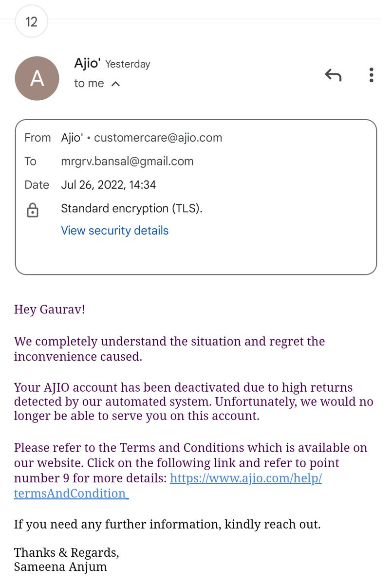 GBansal05's tweet photo. @AJIOLife @AJIOLife - your team is sending some standard and useless responses everytime. Check the snip. Also, you guys asked to provide the bank details so that AJIO wallet money can be transferred back to my account. Looking forward for the resolution. #AjioFraud https://t.co/qnHhVN4NO5