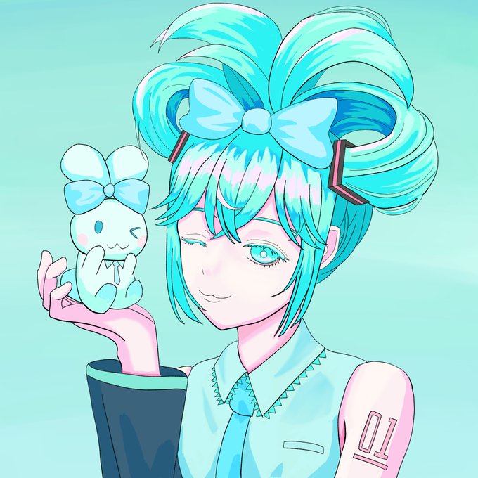 #初音ミク #イラスト #シナモンミク 
#絵描きさんと繋がりたい
シナモンミクさん髪描くの大変だけど楽しかった 