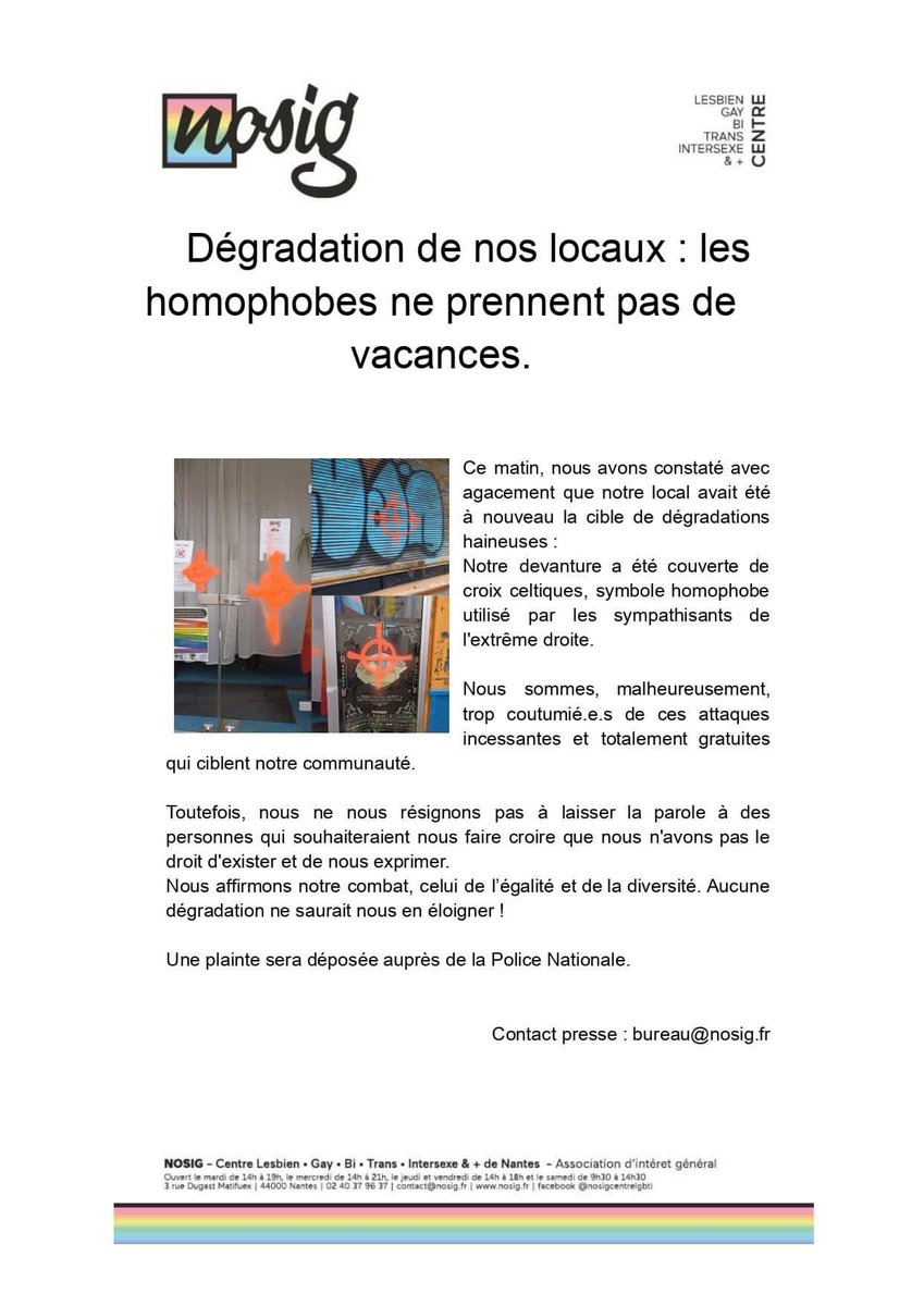 [Communiqué de presse] Les homophobes ne prennent pas de vacances …