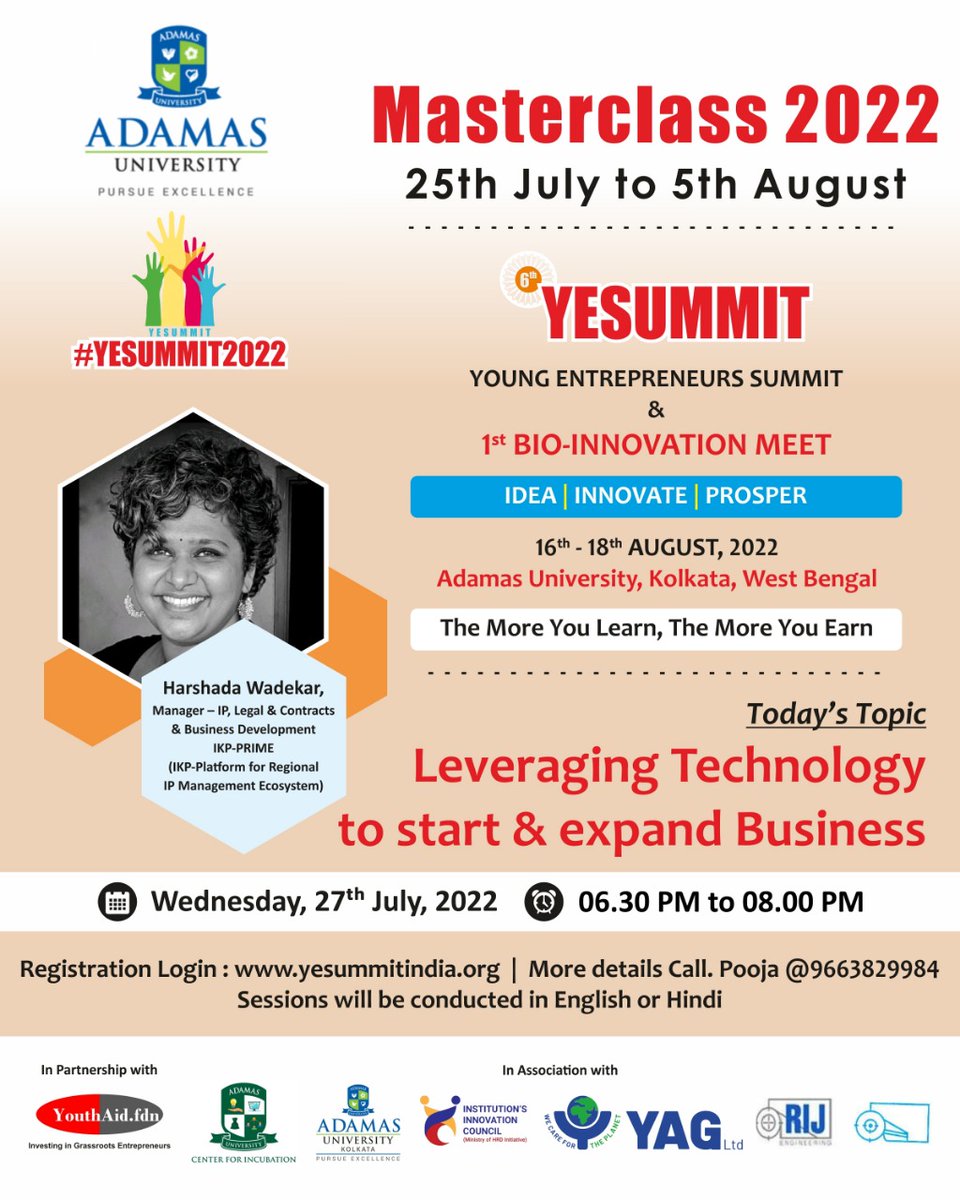 Masterclass Day 3: Preparing participants of the 6th YESUMMIT business accelerator and incubator in Kolkata, an event set to bring the startup culture to marginalized communities. Bringing them perspective to take their businesses from local to global <a href="/NITIAayog/">NITI Aayog</a> 

#yesummit2022