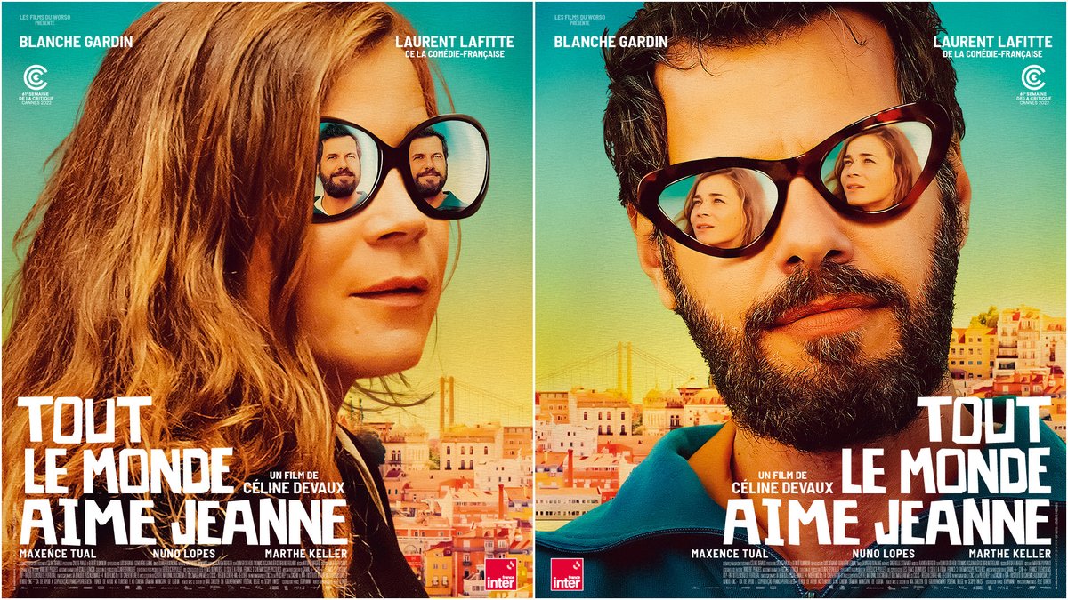 Découvrez les affiches de #ToutLeMondeAimeJeanne, un film de #CélineDevaux avec #BlancheGardin et #LaurentLafitte, présenté à la Semaine de la critique (@semainecannes) au dernier @Festival_Cannes. Le 7 septembre au cinéma.