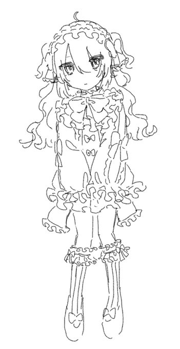 線画配布のtwitterイラスト作品