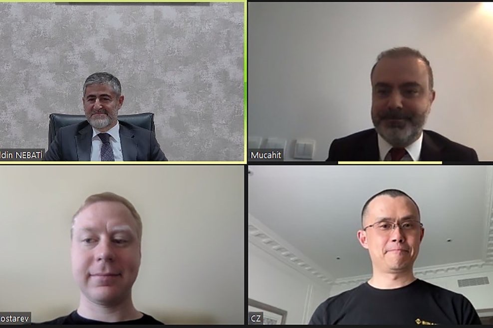 NureddinNebati's tweet photo. We had a virtual meeting with Mr. Changpeng Zhao, the founder of Binance. Mr. @cz_binance and I had discussions on the blockchain ecosystem and crypto assets. https://t.co/hkJrFxkugQ