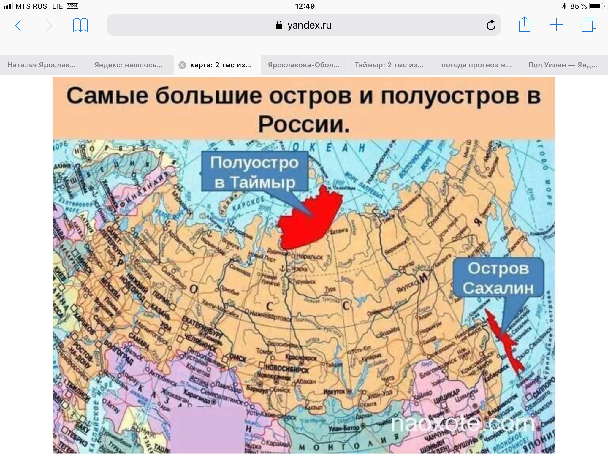 Полуостров Таймыр физическая карта