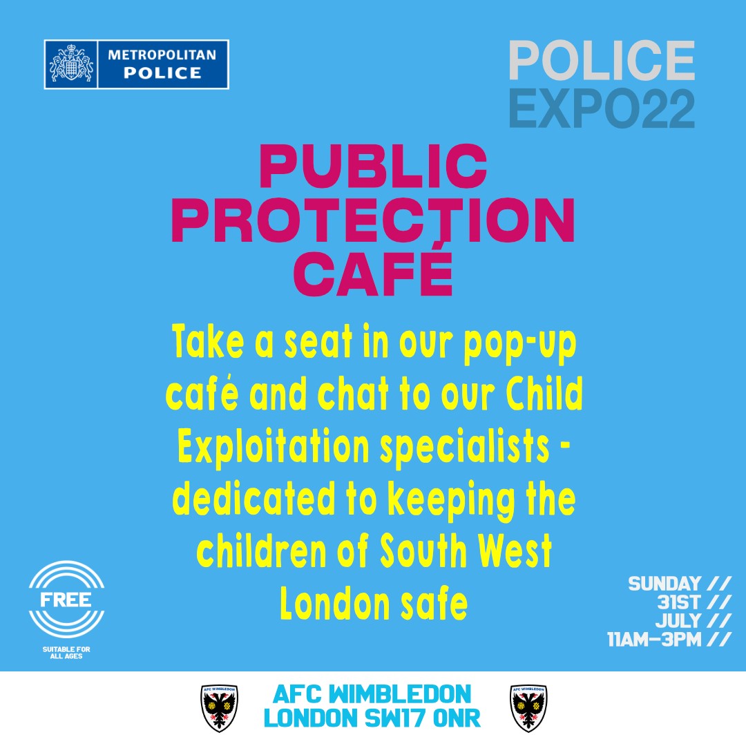 🚨 EXPO 22
Venue - AFC Wimbledon, London, SW17 0NR
Times - Sunday 31st July 2022, 11am - 3pm

#CommunityEngagement #PoliceFamily
