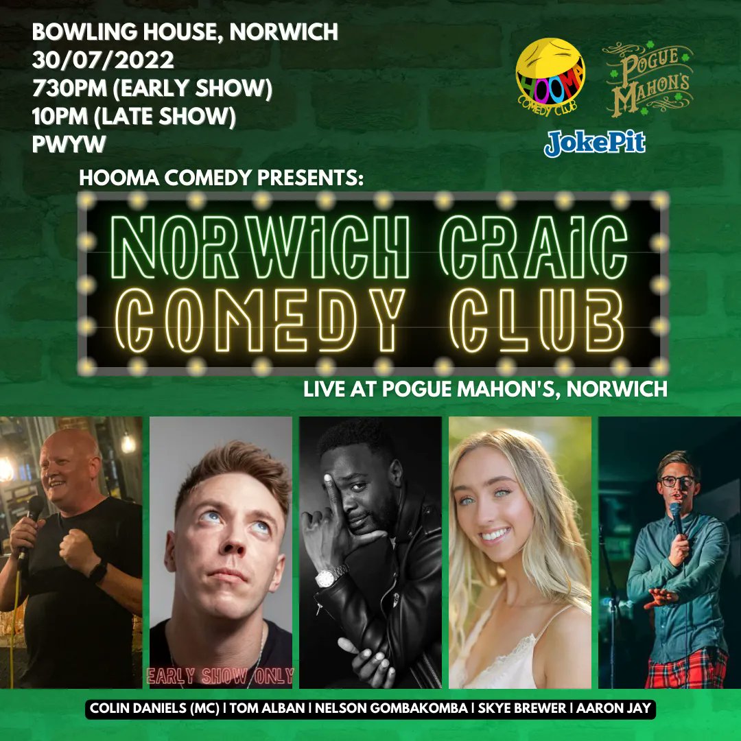 Hooma Comedy Club (@hoomacomedy) on Twitter photo GREAT WEEKEND OF PAY WHAT YOU WANT COMEDY FOR THE FUNNY CITY OF NORWICH!
🎟️jokepit.com/comedy-by/hoom…
<a href="/EveningNews/">Norwich Evening News</a> <a href="/WhatsOnNor/">What's On Norwich</a> <a href="/WhatsOnNorwich/">Norwich Events</a> #comedy #Norwich #norwichnightsout GREAT WEEKEND OF PAY WHAT YOU WANT COMEDY FOR THE FUNNY CITY OF NORWICH!
🎟️jokepit.com/comedy-by/hoom…
<a href="/EveningNews/">Norwich Evening News</a> <a href="/WhatsOnNor/">What's On Norwich</a> <a href="/WhatsOnNorwich/">Norwich Events</a> #comedy #Norwich #norwichnightsout