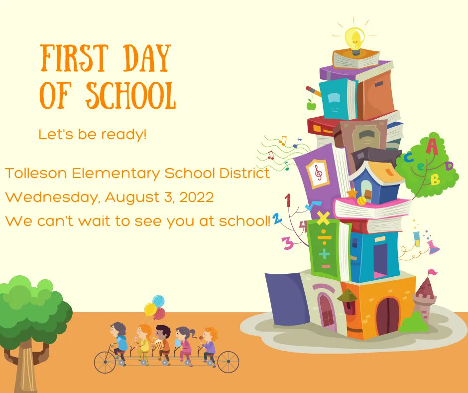 Tolleson Elementary School District (@tollesonesd) on Twitter photo <a href="/TollesonESD/">Tolleson Elementary School District</a> schools begin the 2022-2023 school year on August 1st! We can't wait to see our treasures! Let's be ready to learn! <a href="/TollesonESD/">Tolleson Elementary School District</a> schools begin the 2022-2023 school year on August 1st! We can't wait to see our treasures! Let's be ready to learn!