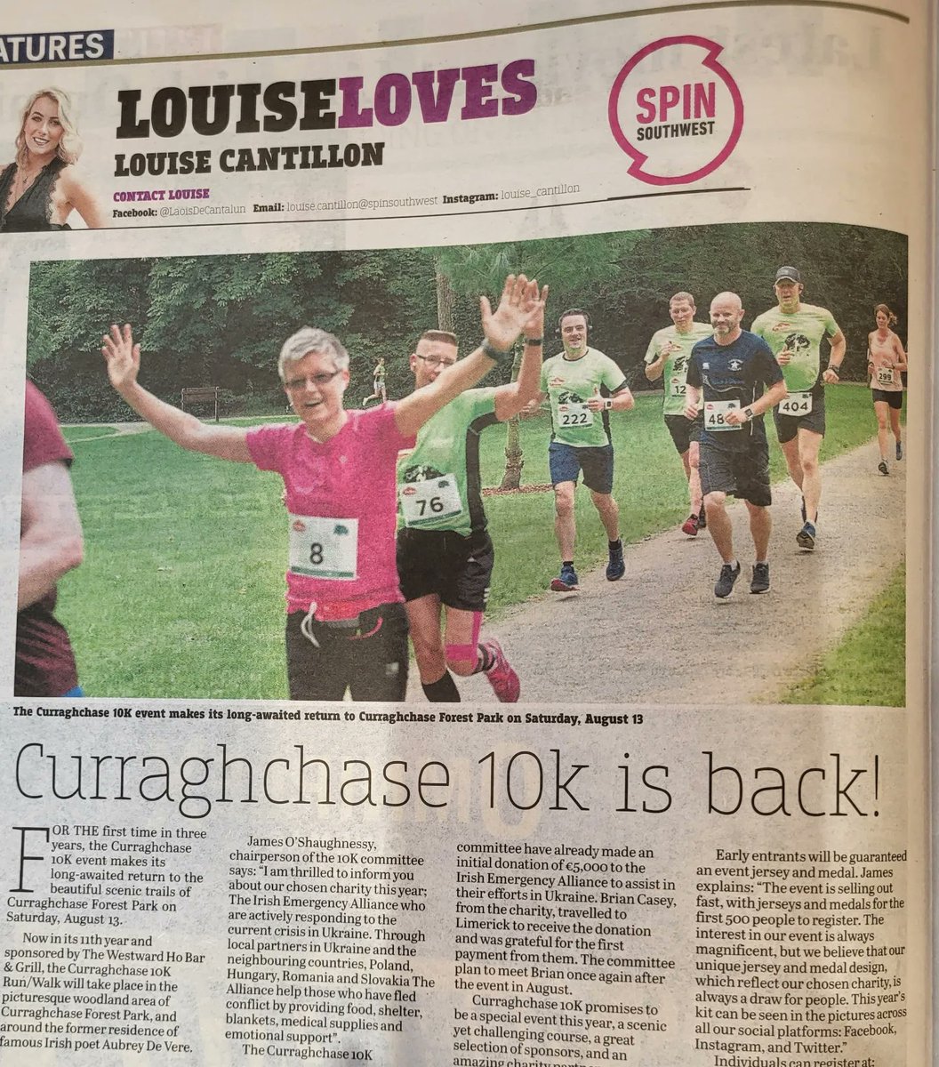 CurraghChase10k (@curraghchase10) on Twitter photo Check us out in this week's <a href="/Limerick_Leader/">Limerick Leader / Limerick Live</a> which was out today. Huge thanks to <a href="/LaoisDeCantalun/">Louise Cantillon</a> for featuring us in the 'Louise Loves' section of the paper. You can still register at: curraghchase10k.ie
#Curraghchase10K
#TakeTheScenicRoute Check us out in this week's <a href="/Limerick_Leader/">Limerick Leader / Limerick Live</a> which was out today. Huge thanks to <a href="/LaoisDeCantalun/">Louise Cantillon</a> for featuring us in the 'Louise Loves' section of the paper. You can still register at: curraghchase10k.ie
#Curraghchase10K
#TakeTheScenicRoute