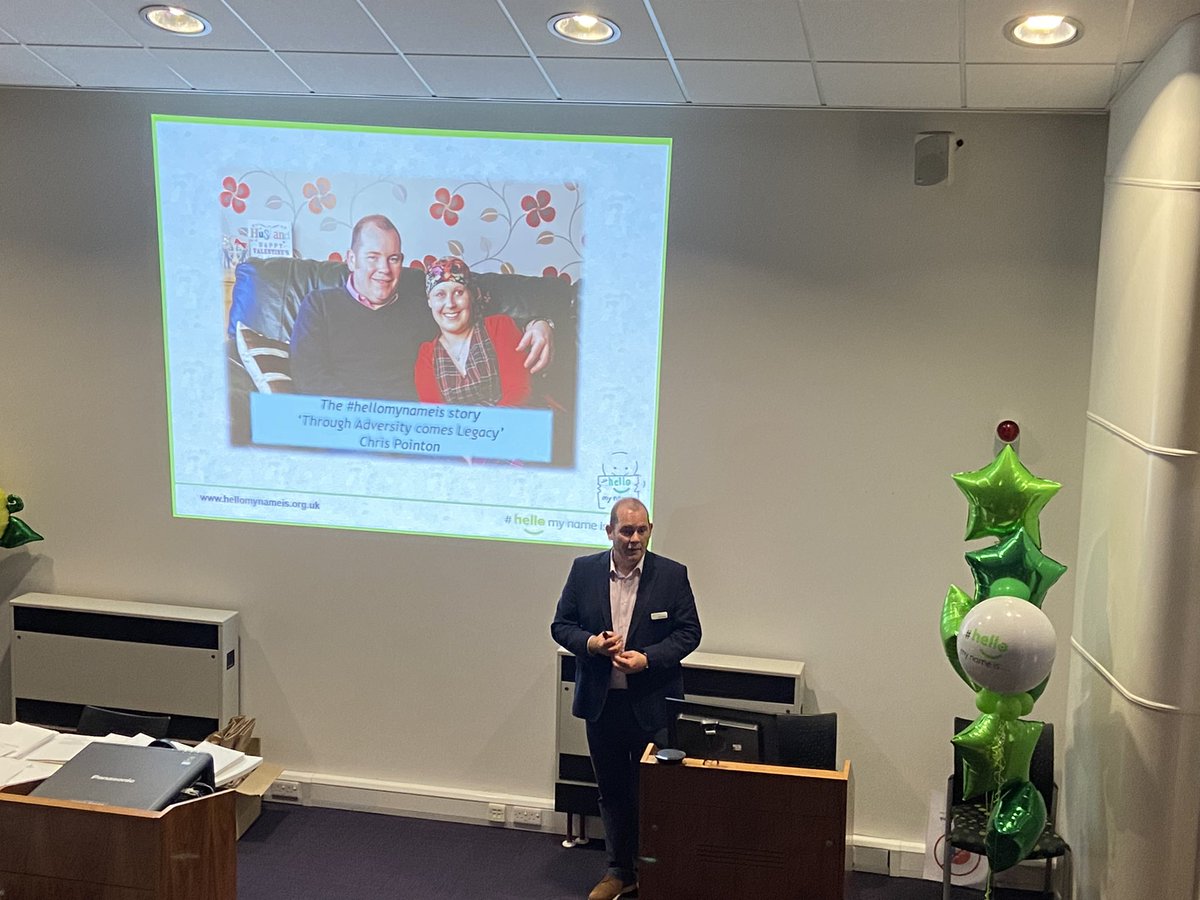 An amazing presentation by Chris Pointer celebrating #hellomynameis @GrangerKate launch @WWLNHS reminding all staff of the importance of  #personcentredcare 💚💙 #PatientCare #KindnessMatters #medicalphotography