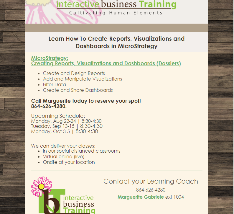 Woo Hoo! Half Way To Friday &amp; A New Class! 🎉

Check Out Our New Featured Class MicroStrategy! 🔥

For More Information About This Course, Visit Our Website At ibt-sc.com/microstrategy 

#microstrategy #businessintelligence #businesstraining #certificationcourse #traingingcenter